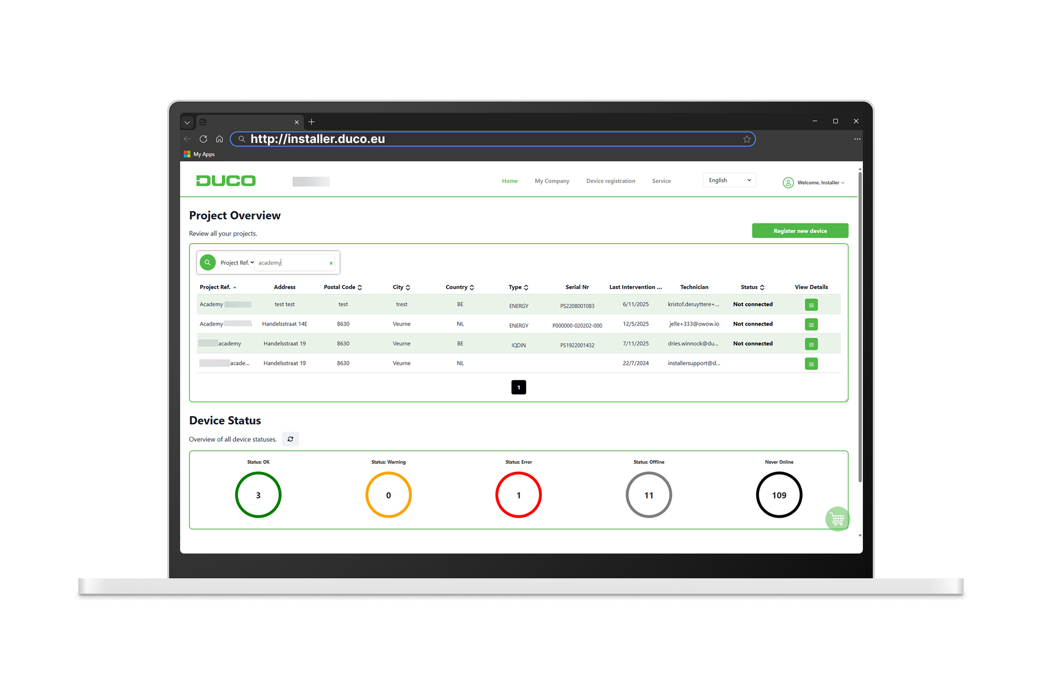 Duco Installer Platform